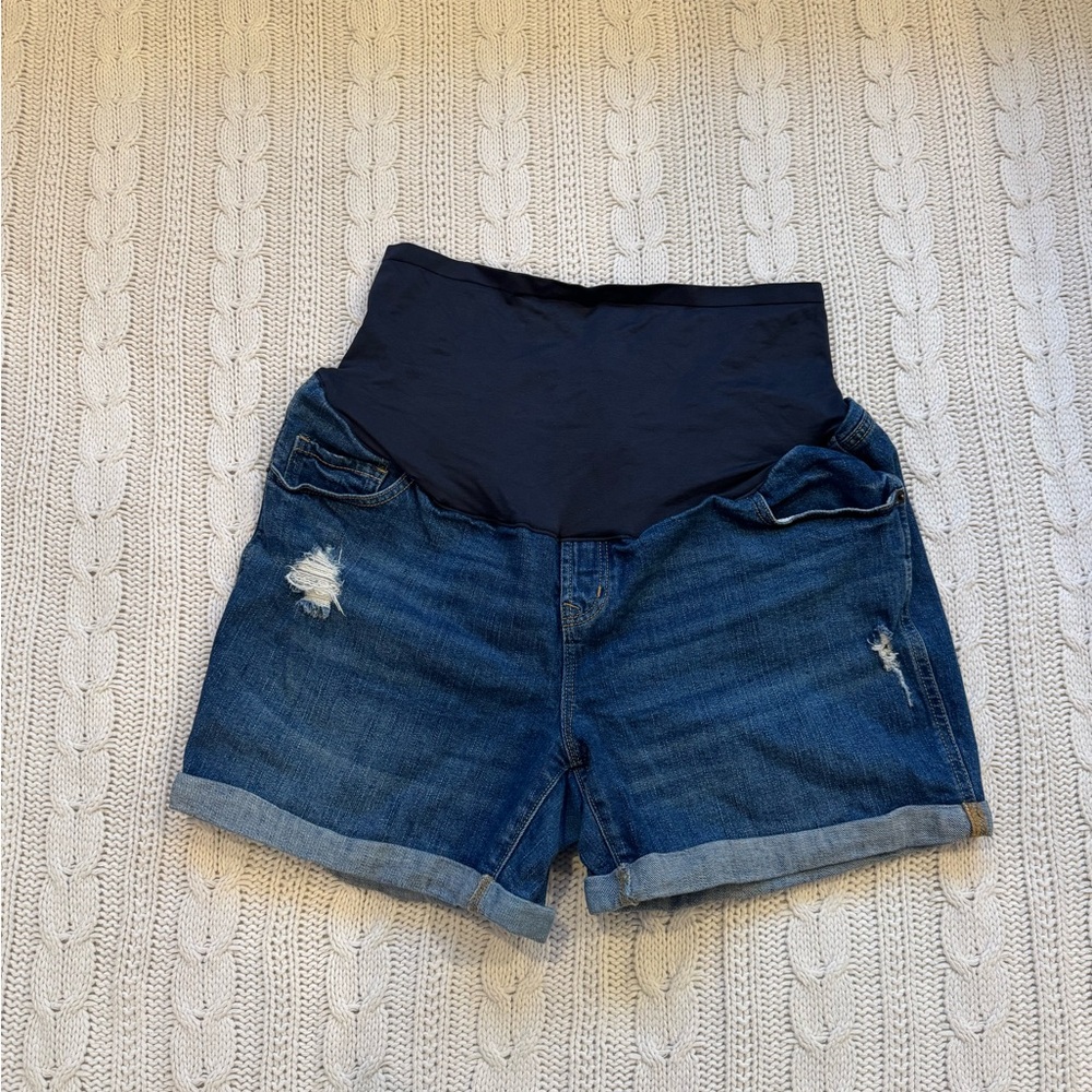 Old Navy Maternity High Waist Blue Denim Shorts - Size 14
